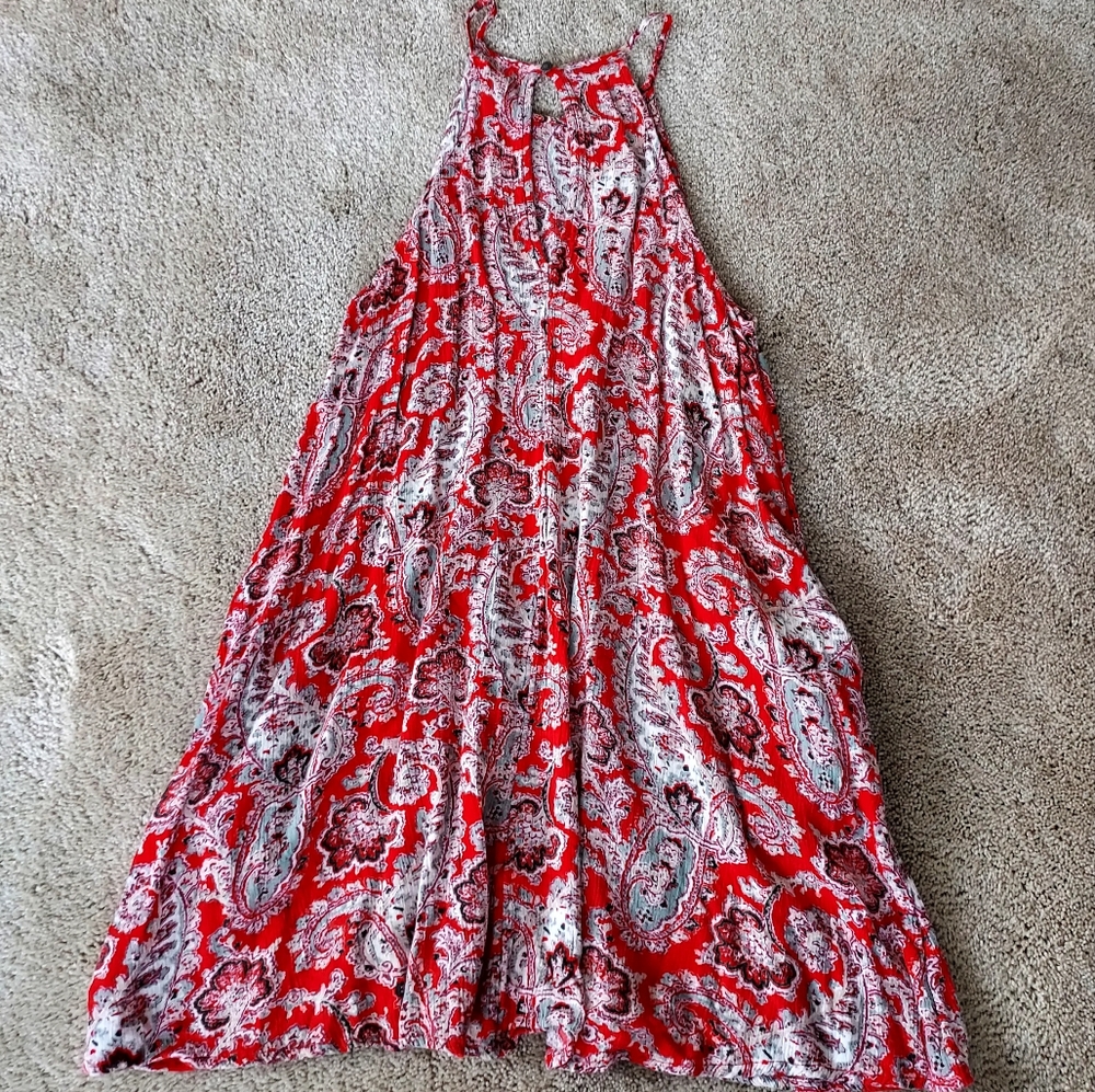 American Eagle Outfitters Red Linen Paisley Print Mini Dress - Picture 5 of 5